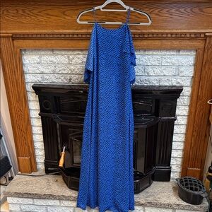 Banana Republic Blue Maxi Dress with Chevron Design